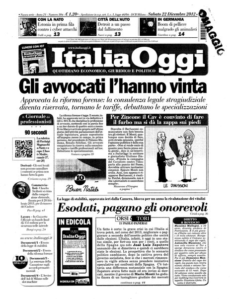 Italia oggi : quotidiano di economia finanza e politica